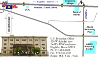 Map to U.S. Courthouse on Guam